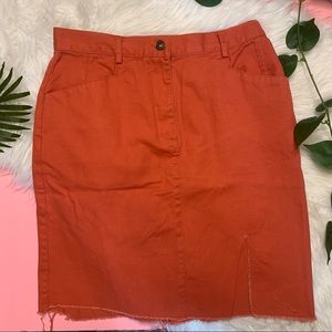 SOLD- Christopher & Banks Cut Off Orange Denim Skirt